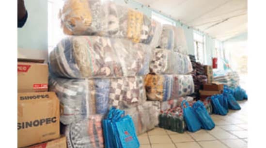 An assortment of groceries, duvets, blankets, solar powered lights and stationery donated by Angel of Hope and the Chinese First Lady Peng Liyuan to Hupenyu Hutsva Children’s Home in Harare.