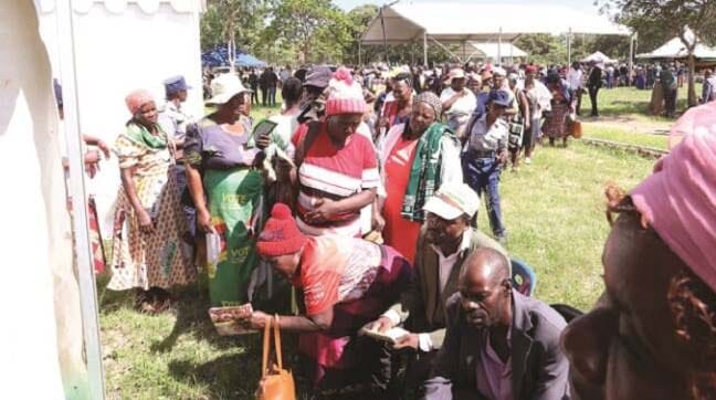 Women and men queue to be screened for all types of cancers, HIV and Aids testing and counselling and other ailments during a two-day medical outreach organised by Health and Childcare Ambassador First Lady Dr Auxillia Mnangagwa in Gokwe