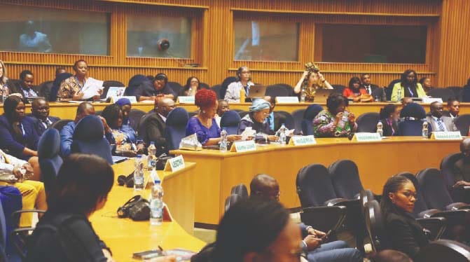 African First Ladies, their technical advisors and other delegates follow proceedings during the 28th OAFLAD general assembly in Addis Ababa, Ethiopia, yesterday