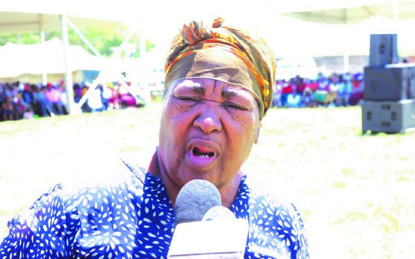 An elderly woman expresses her views on how their marriages were solid as opposed to nowadays where young couples are lacking respect for each other and to their in-laws during an interactive session with First Lady Dr Auxillia Mnangagwa in Hurungwe yesterday