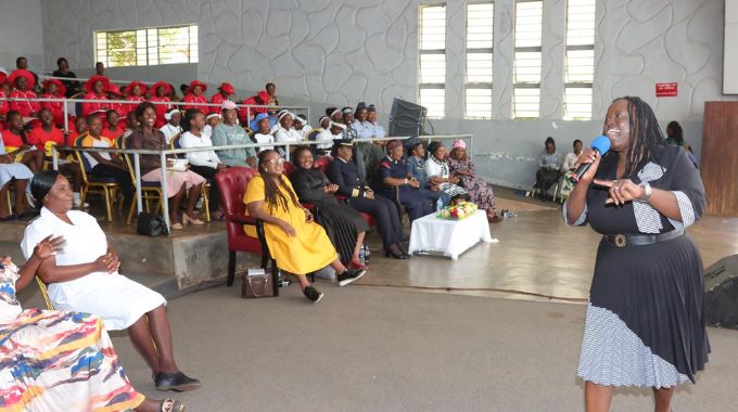 Star FM Radio and television presenter Tilda Moyo shares her experiences with girls attending a boot camp during the First Lady’s career guidance workshop yesterday