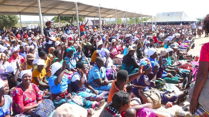 Thousands of widows who attended the launch of the First Lady’s widows Association by First Lady Dr Auxillia Mnangagwa in Mashonaland Central yesterday. - Pictures: John Manzongo