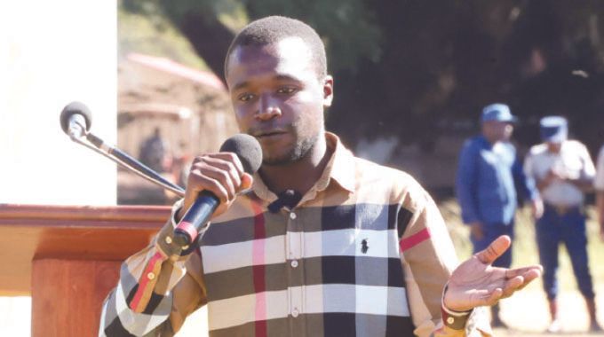 One of the drug abuse survivors Mr Tatenda Mako gives his testimony on the dangers of abusing drugs and dangerous substances during an interactive session with First Lady Dr Auxillia Mnangagwa in Harare yesterday