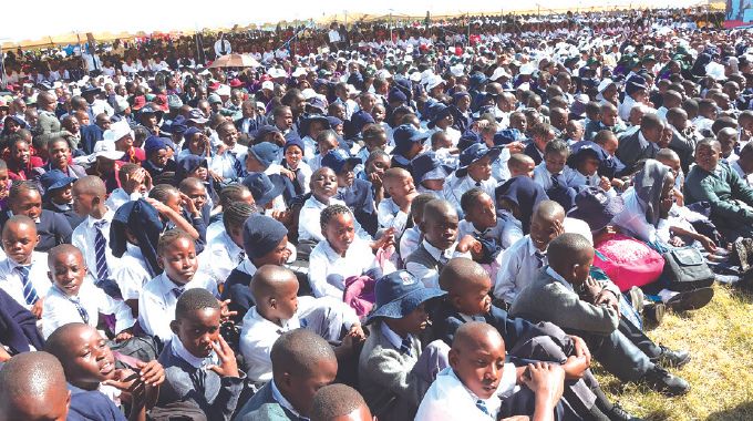 Part of the students who attended the International Girls in ICT Day commemorations which was officiated by SheTech patron First Lady Dr Auxillia Mnangagwa in Mutare yesterday