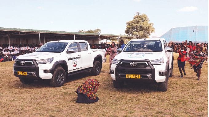 Vehicles that were donated by President Mnangagwa to Kakora Primary and Secondary schools, former schools of First Lady Dr Auxillia Mnangagwa