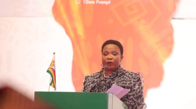 First Lady Dr Auxillia Mnangagwa addresses her counterparts and delegates during the launch of #We are Equal campaign in Abuja, Nigeria