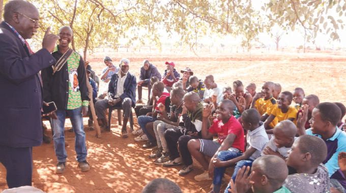 Boys being taught the dangers and effects of pornography and traditional values and norms during a gota programme organised by First Lady Dr Auxillia Mnangagwa in Chingwizi on Tuesday