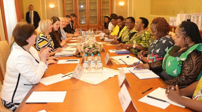 First Lady Dr Auxillia Mnangagwa and Zimbabwean women business delegation during a meeting with the chair of Belarus Women’s union Ms Olga Shpilevskaya and her delegation, and first Deputy Mayor of Minsk Nadezhda Lazarevich in Minsk, Belarus on Wednesday. - Picture: John Manzongo