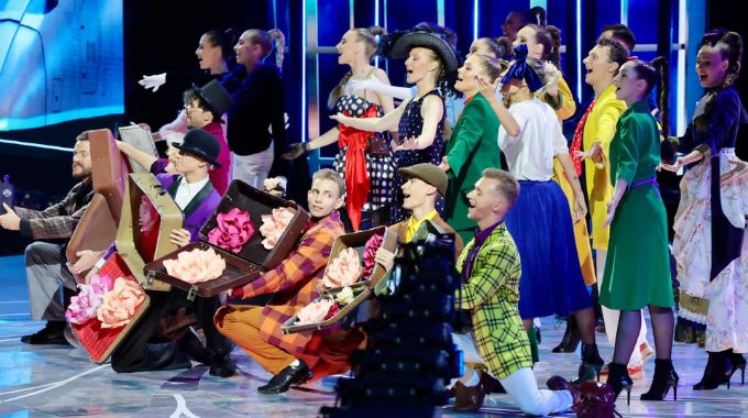 One of the groups performs at the International Arts and Culture Festival Slavianski Bazaar in Vitebsk, Belarus, on Thursday night