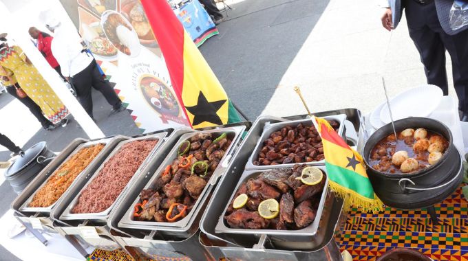 Ghana’s traditional dishes which were prepared and exhibited at the UN Tourism Regional Forum on Gastronomy tourism for Africa in Victoria Falls yesterday