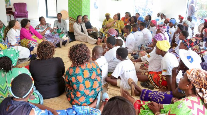 First Lady and foreign guests mentor youths in unique Gota/Nhanga/Ixhiba session which was held recently in Victoria Falls.