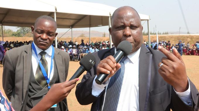 Mr Charles Manhiri and Mr Garikai Kwaramba explain the academic requirements for one to pursue a career in the legal fraternity during an interactive career guidance, etiquette and stay in school campaign with First Lady Dr Auxillia Mnangagwa in Mashonaland Central.