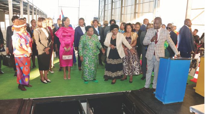 Sadc Environmental patron First Lady Dr Auxillia Mnangagwa, Eswatini Queen Inkhosikati LaMashwama, Malawi First Lady Mrs Monica Chakwera, Angolan First Lady Dr Anna Dias Lourenco, Mrs Miniyothabo Chiwenga and Minister Sithembiso Nyoni being shown the underground waste sorting system at Geo Pomona waste management during a SADC First Ladies high level meeting on environment in Harare on Saturday. – Pictures: John Manzongo