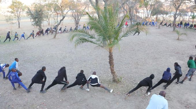 Boys drawn from the country’s 10 provinces participate in morning fitness exercises during the First Lady’s inaugural national boys camp organised by First Lady Dr Auxillia Mnangagwa.