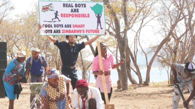 Iyasa drama and dance group teaches boys drawn from the country’s 10 provinces house chores through a drama during the First Lady’s national boys camp