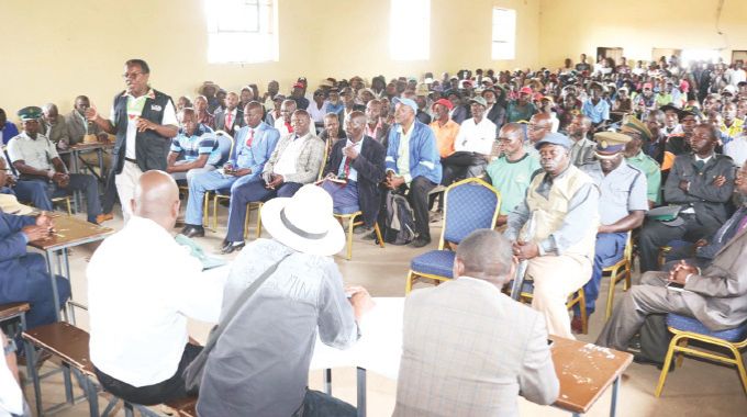 Men follow proceedings during their separate session of the Afrikana Family Humanism Programme organised by First Lady Dr Auxillia Mnangagwa in Mashonaland West yesterday