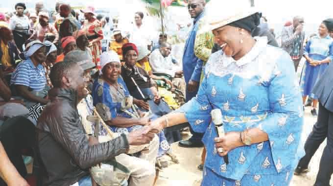 A man with disability could not hide his excitement to see First Lady Dr Auxillia Mnangagwa as she distributed hampers to the elderly and those with disabilities in Honde Valley, Manicaland