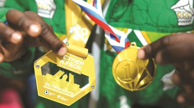 Some of the medals won by children from Dr Auxillia Mnangagwa Children’s Home in Chiredzi who participated at the Brics+ International Sports, Arts and Culture Festival in Russia. — Picture: Edward Zvemisha