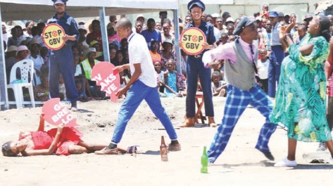 Iyasa drama and dance group perform a play on the effects of gender based violence during a campaign organised by First Lady Dr Auxillia Mnangagwa in Epworth yesterday.