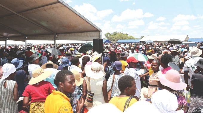 Part of the crowd that interacted with Agric4She patron First Lady Dr Auxillia Mnangagwa during the launch of Poultry4 Vanambuya empowerment scheme in Mashonaland West 