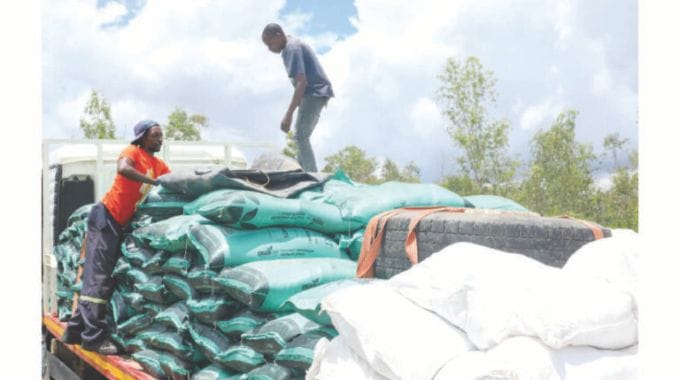 Part of the agriculture inputs which included maize seed, vegetable combo seed,  fertilisers, knapsack and pesticides which were donated by Agric4SHE patron, First Lady Dr Auxillia Mnangagwa to the elderly and the vulnerable  in Mashonaland Central.