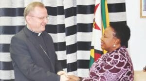 Vatican ambassador commends First Lady for fighting GBV after paying a courtesy call at her offices on Tuesday.