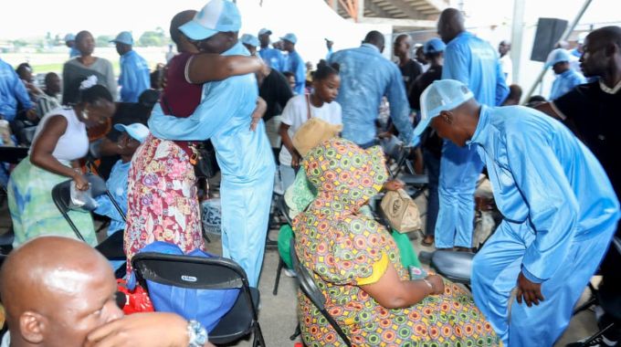 An emotional moment as parents and guardians hug their transformed children, patients at Angel of Hope Drug Rehabilitation Centre yesterday