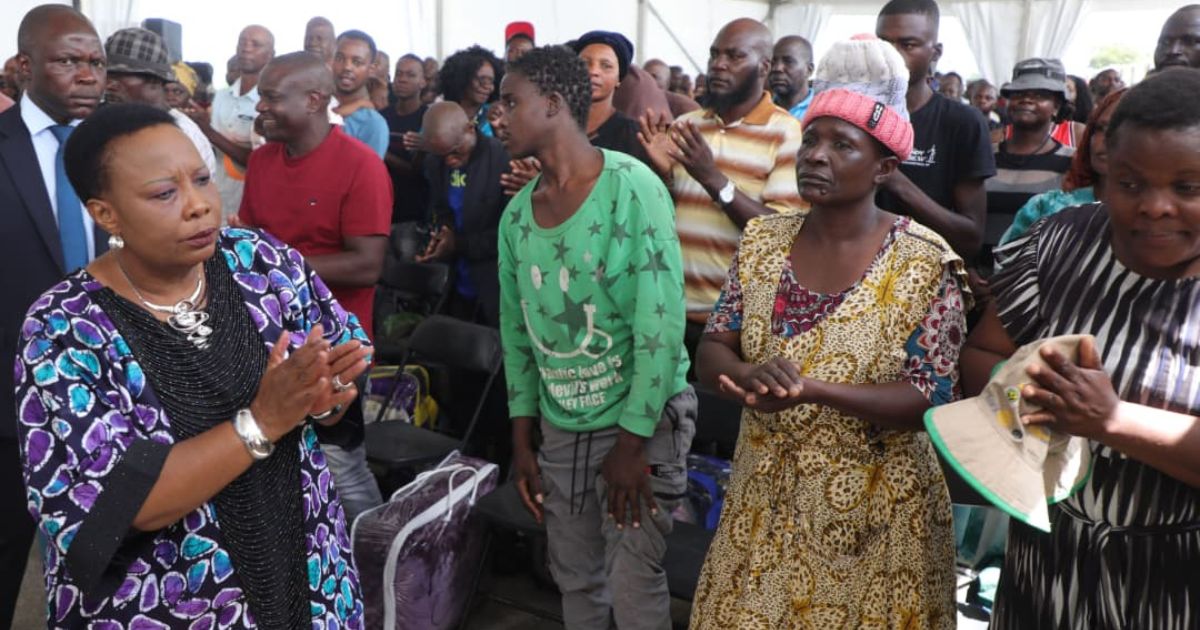 First Lady Dr Auxillia Mnangagwa at the Angel of Hope Drug Rehabilitation Centre at Stordart Hall in Mbare