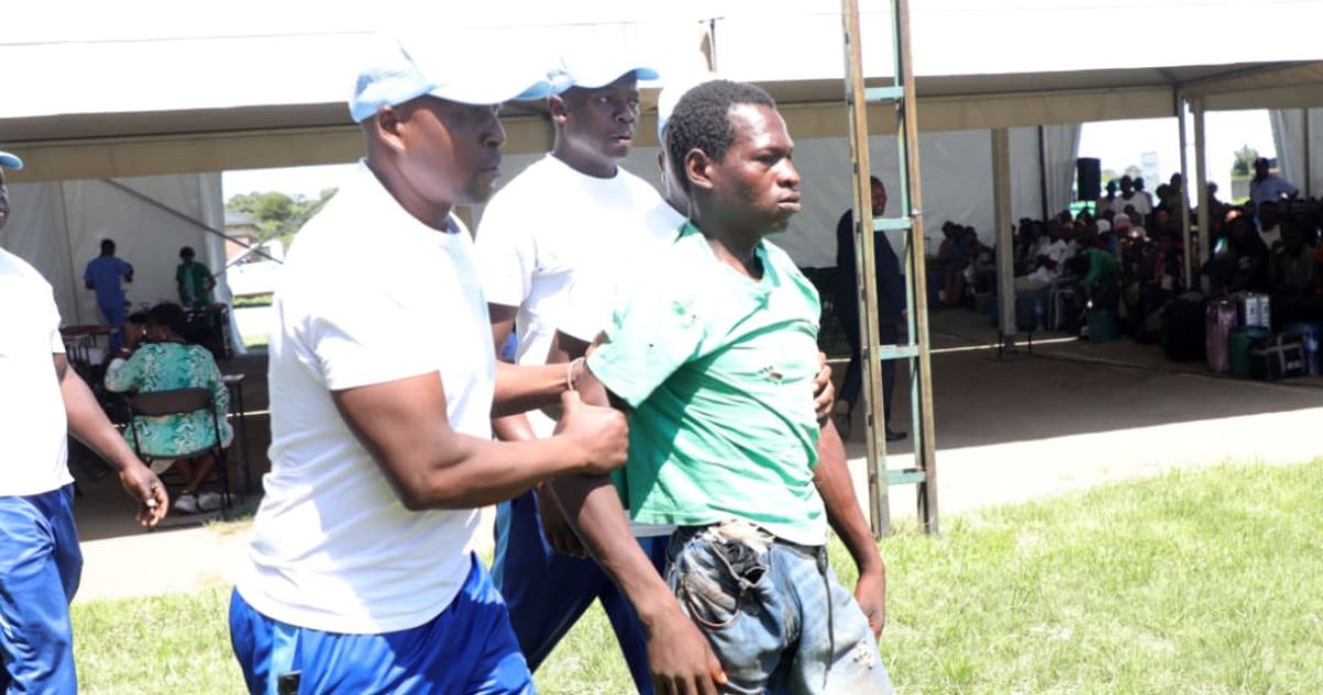 A man under the influence of drugs being admitted to Angel of Hope Drug Rehabilitation Centre at Stodart Hall in Mbare, Harare on Friday