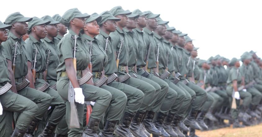 The new batch of ZimParks Wildlife Rangers graduates performs thrilling drills at its pass-out parade in Chinhoyi yesterday