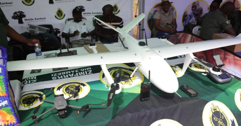 Some of the modern equipment, including a drone, used by Wildlife Rangers on display at the pass-out parade in Chinhoyi yesterday