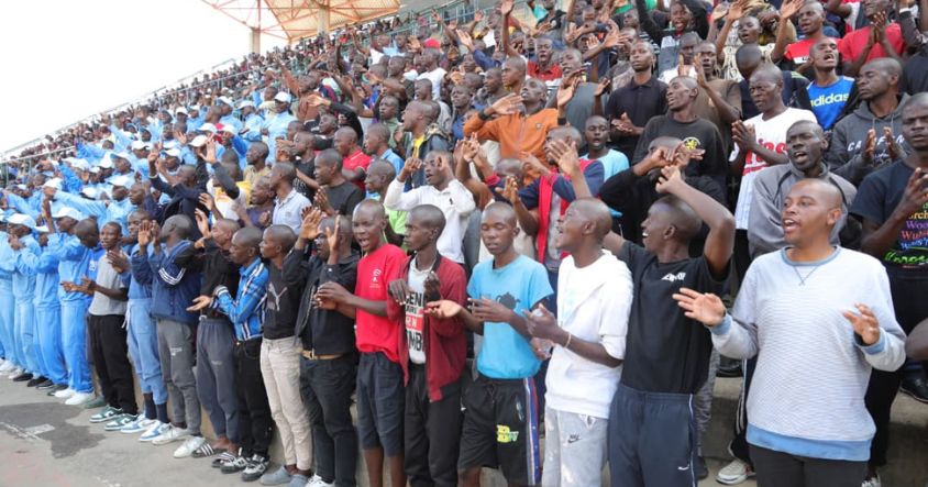 Angel of Hope Drug Rehabilitation Centre 5th intake participants enjoy a moment during their send-off to the vocational training centre in Mbare