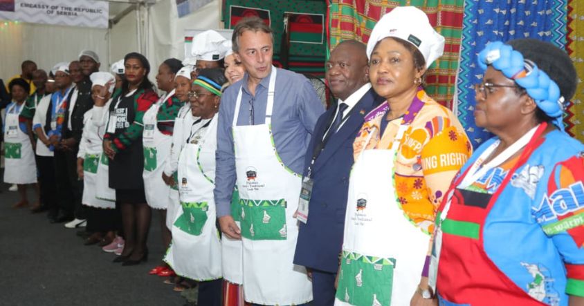 Ambassadors, their spouses and representatives of international organisations at Amai’s Gastronomy Kitchen during the Zimbabwe International Trade Fair in Bulawayo