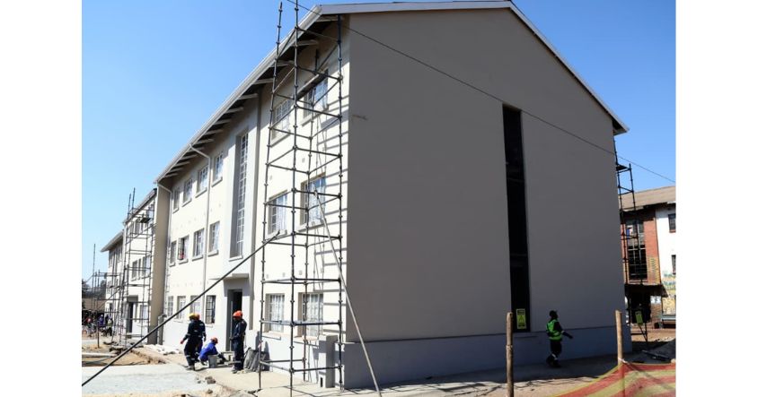 One of the renovated Matapi Flats in Mbare.